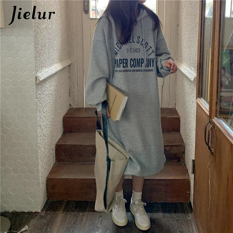 Metaversmall Black Long Sleeve Hooded Letter Print Sweatshirts Women Warm Gray Streetwear Hoodies Female Casual Sweatshirt Winter