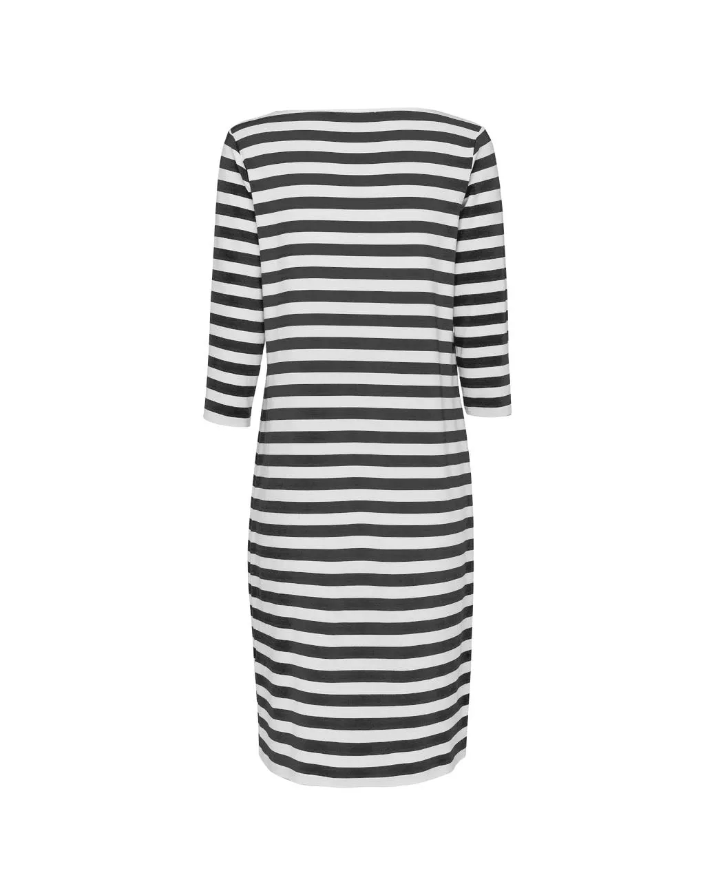 Relaxed Boat Neck Dress- Lead/ White